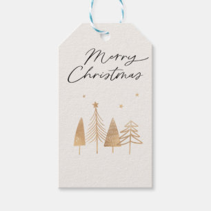 Gold Pines Modern Merry Christmas Gift Tags
