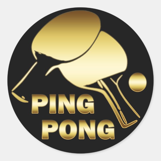 GOLD PING PONG CLASSIC ROUND STICKER (Front)