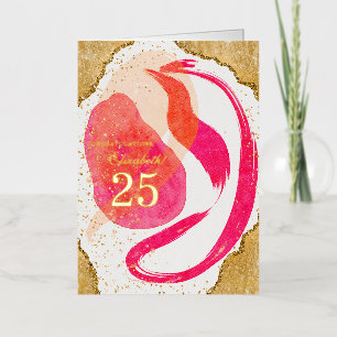 Gold Pink 25 Year Employee Anniversary Business Foil Greeting Card