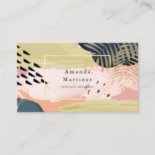 Gold & Pink Abstract Modern Business Card