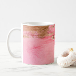 Gold Pink Abstract Watercolor Elegant Coffee Mug
