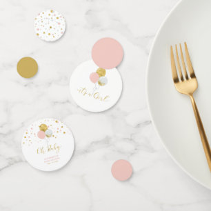Gold & Pink Balloons Girl Baby Shower Confetti