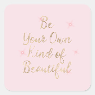 Gold Pink Beautiful Sparkles Quote Square Sticker