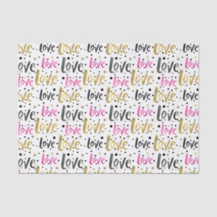 Gold Pink Black Confetti Love Tissue Paper