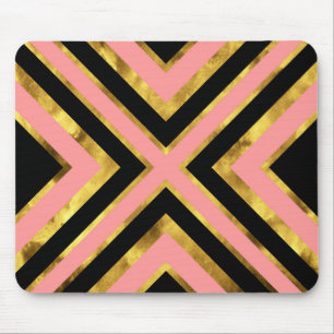 Gold Pink Black Geometric Mouse Mat