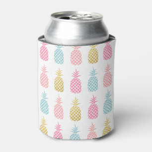 Gold Pink & Blue Tropical Pineapple Pattern Can Cooler