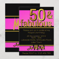 Gold Pink Butterfly Fifty & Fabulous 50th Birthday