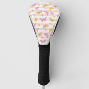 Gold & Pink Butterfly Golf Head Cover