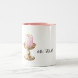 Gold Pink Candle Shine Bright Two-Tone Coffee Mug