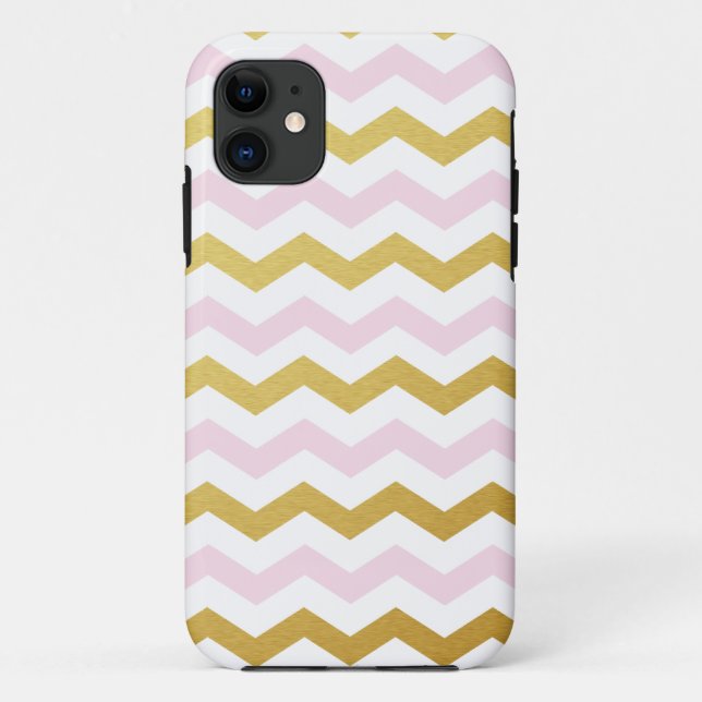 Gold & Pink Chevron Pattern iPhone Case (Back)