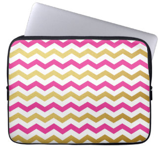 Gold & Pink Chevron Pattern Laptop Sleeve