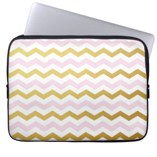 Gold & Pink Chevron Pattern Laptop Sleeve