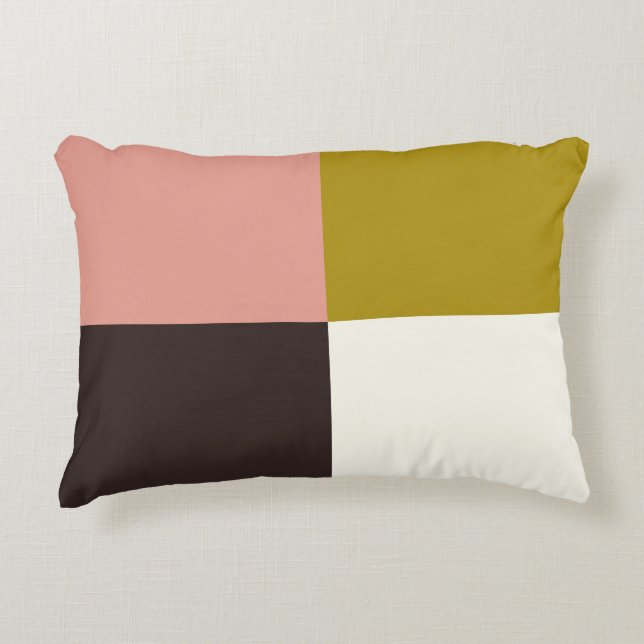 Gold Pink Chocolate Ivory Decorative Cushion (Front)