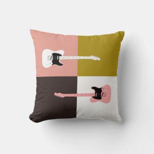 Gold Pink Chocolate Ivory Pink White Guitars Cushion