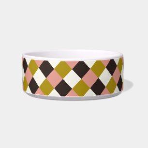 Gold Pink Chocolate Ivory Plaid Bowl