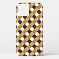 Gold Pink Chocolate Ivory Plaid