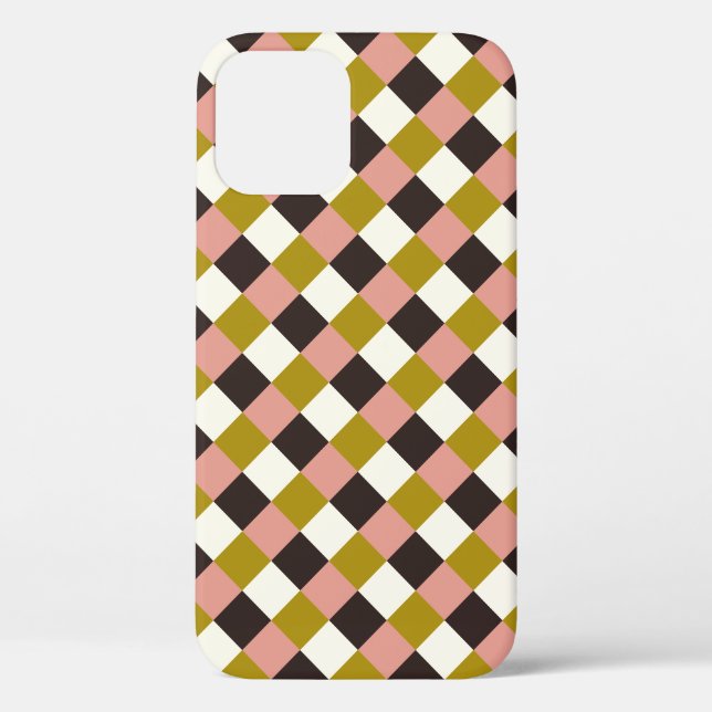 Gold Pink Chocolate Ivory Plaid Case-Mate iPhone Case (Back)