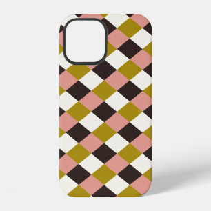 Gold Pink Chocolate Ivory Plaid iPhone 12 Case