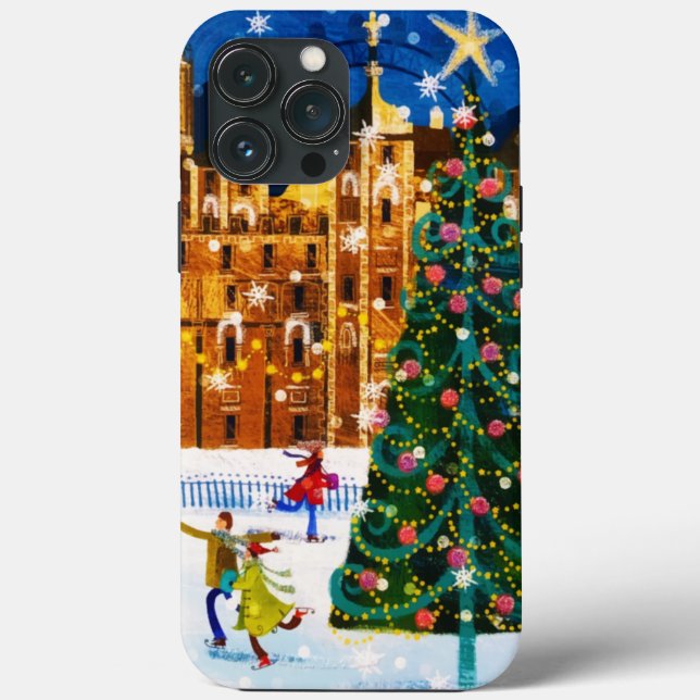 Gold Pink Christmas Winter Ice Skating  Case-Mate iPhone Case (Back)