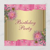 Gold Pink Dahlia Womans Birthday Party