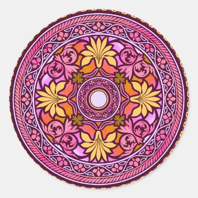 Gold & Pink Disc Indian Wedding Invitation Sticker (Front)