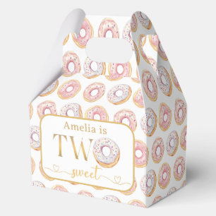 Gold Pink Doughnut Birthday Favour Boxes