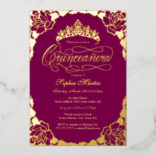 Gold Pink Elegant Script Quinceanera Birthday