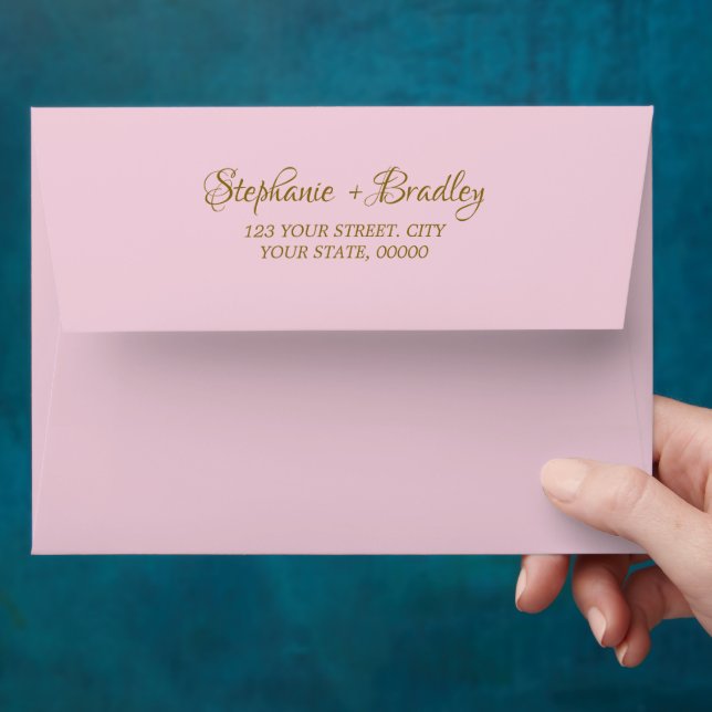 Gold Pink Elegant Simple Minimalist Wedding Envelope (Hand)