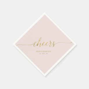 Gold & Pink Elegant Stylish Lettering Cheers Napki Napkin