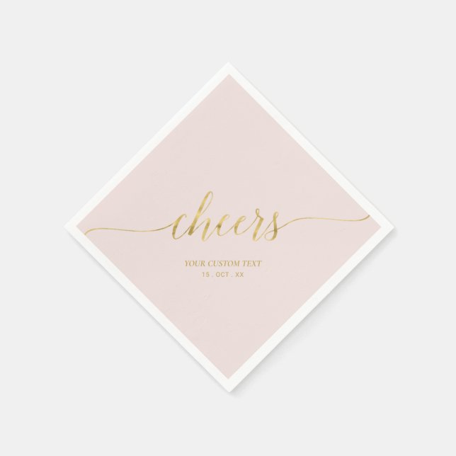 Gold & Pink Elegant Stylish Lettering Cheers Napki Napkin (Corner)
