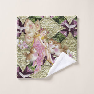 Gold Pink Fairy Bathroom Towel Sets