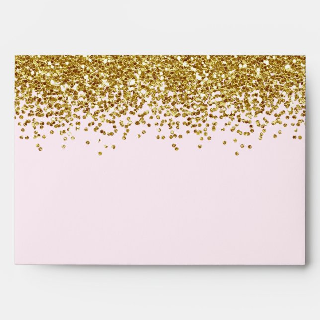 Gold Pink Faux Glitter Envelopes (Front)