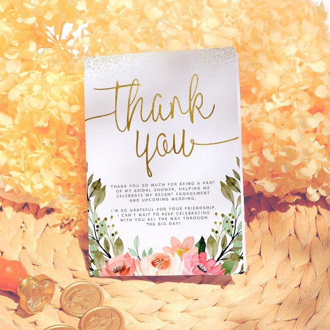Gold & Pink Floral Bridal Shower Thank You (Creator Uploaded)