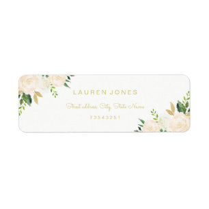 Gold Pink Floral Elegant Address Label