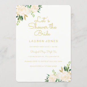 Gold Pink Floral Elegant Bridal Shower Invitation