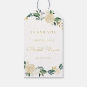 Gold Pink Floral Elegant Bridal Shower Tags