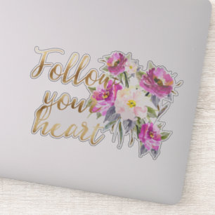 Gold Pink Floral Follow Your Heart Watercolor