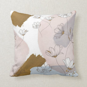 Gold & Pink Floral Painting Cushion