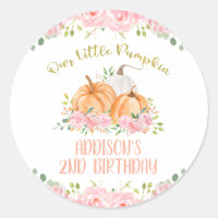 Gold Pink Floral Pumpkin Birthday Party Favour