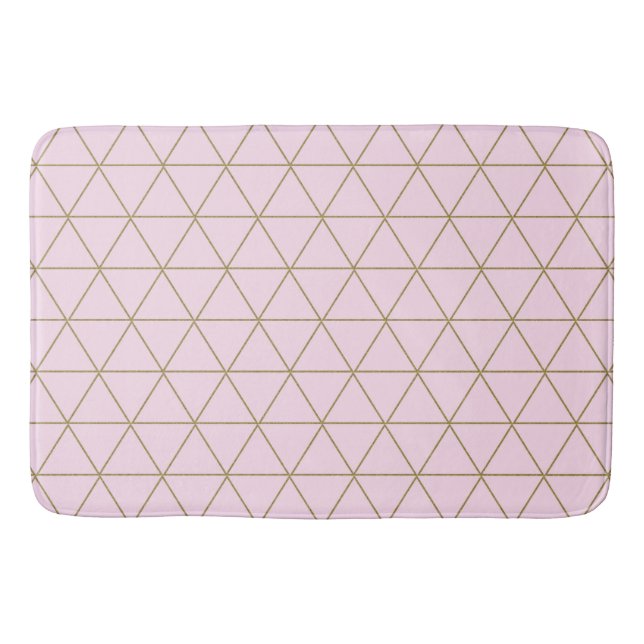 Gold Pink Geometric Triangles Boho Glam Minimal Bath Mat (Front)