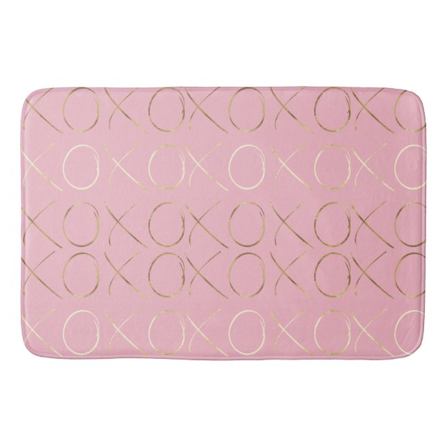 Gold Pink Girly Glam XOXO Bath Mat (Front)