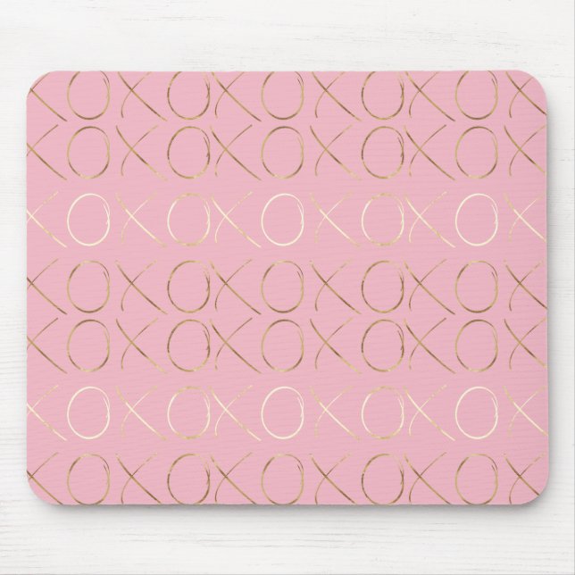 Gold Pink Girly Glam XOXO Mouse Mat (Front)