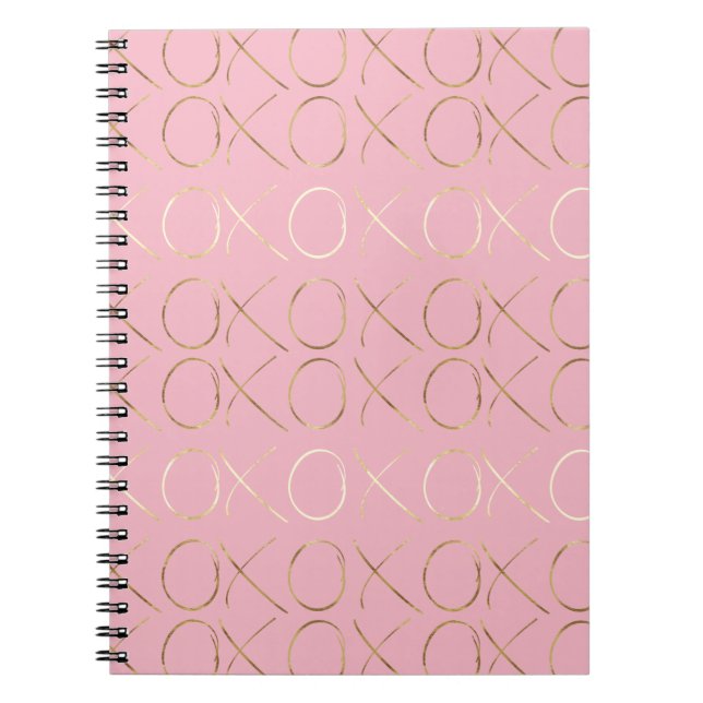 Gold Pink Girly Glam XOXO Notebook (Front)
