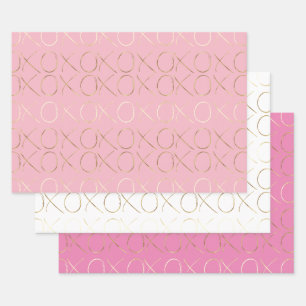 Gold Pink Girly Glam XOXO Wrapping Paper Sheet