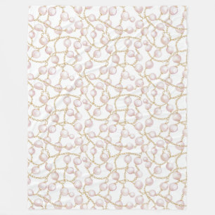 Gold Pink Glam Pearls Christmas Fleece Blanket