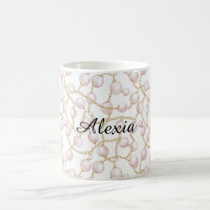 Gold Pink Glam Pearls Coffee Mug