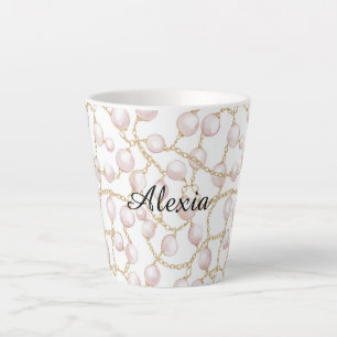 Gold Pink Glam Pearls Latte Mug