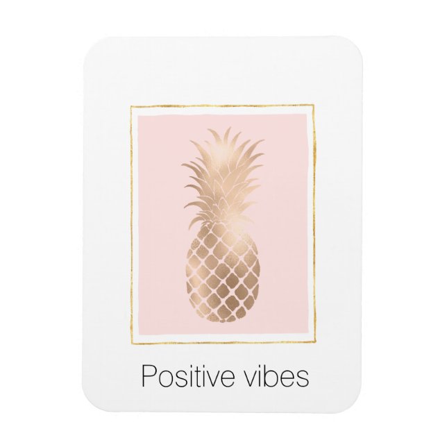 Gold Pink Glam Tropical Pineapple Magnet (Vertical)
