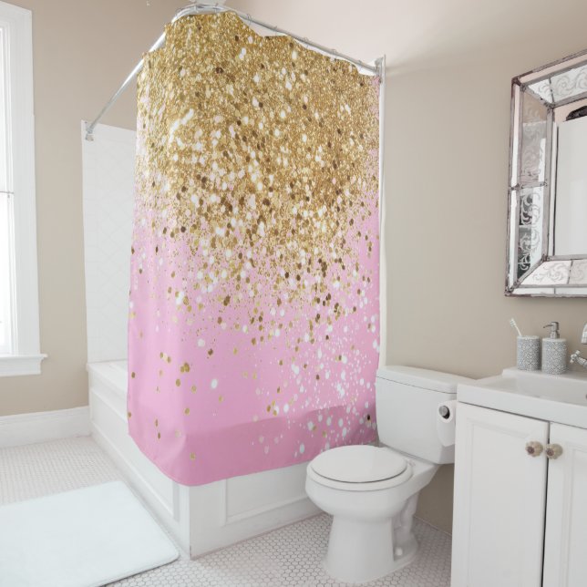 Gold Pink Glitter #1 Shower Curtain (In Situ)