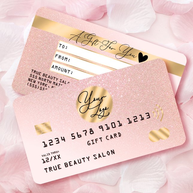 Gold Pink Glitter Credit Logo Gift Certificate (Creator Uploaded)
